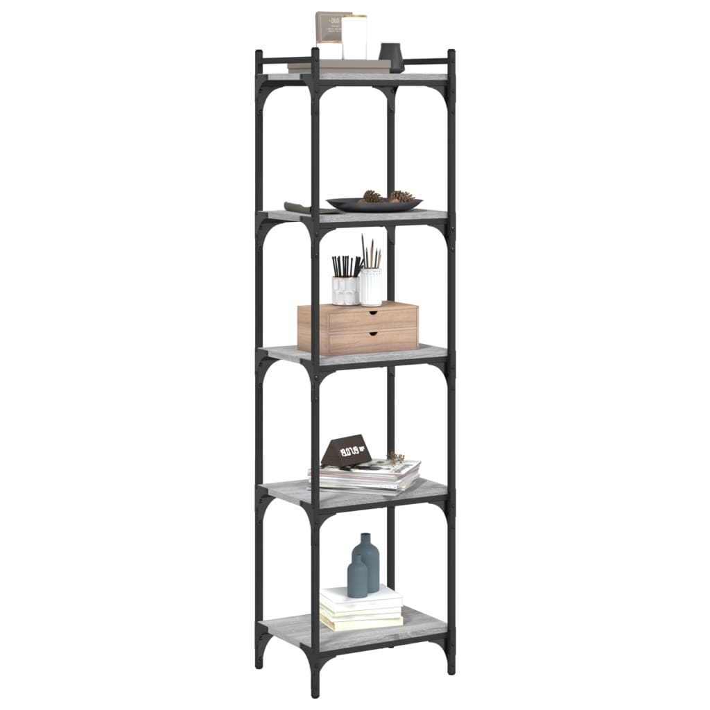 Libreria 5 Ripiani Grigio Sonoma 40x30x154cm Legno Multistrato