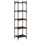 Libreria 5 Ripiani Rovere Marrone 40x30x154cm Legno Multistrato