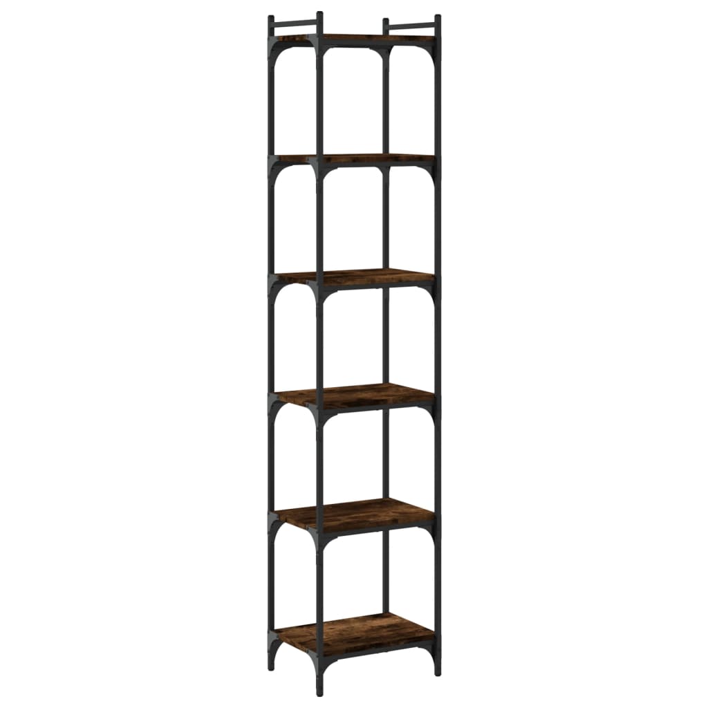 Libreria a 6 Ripiani Rovere Fumo 40x30x188 cm Legno Multistrato