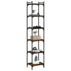 Libreria a 6 Ripiani Rovere Fumo 40x30x188 cm Legno Multistrato
