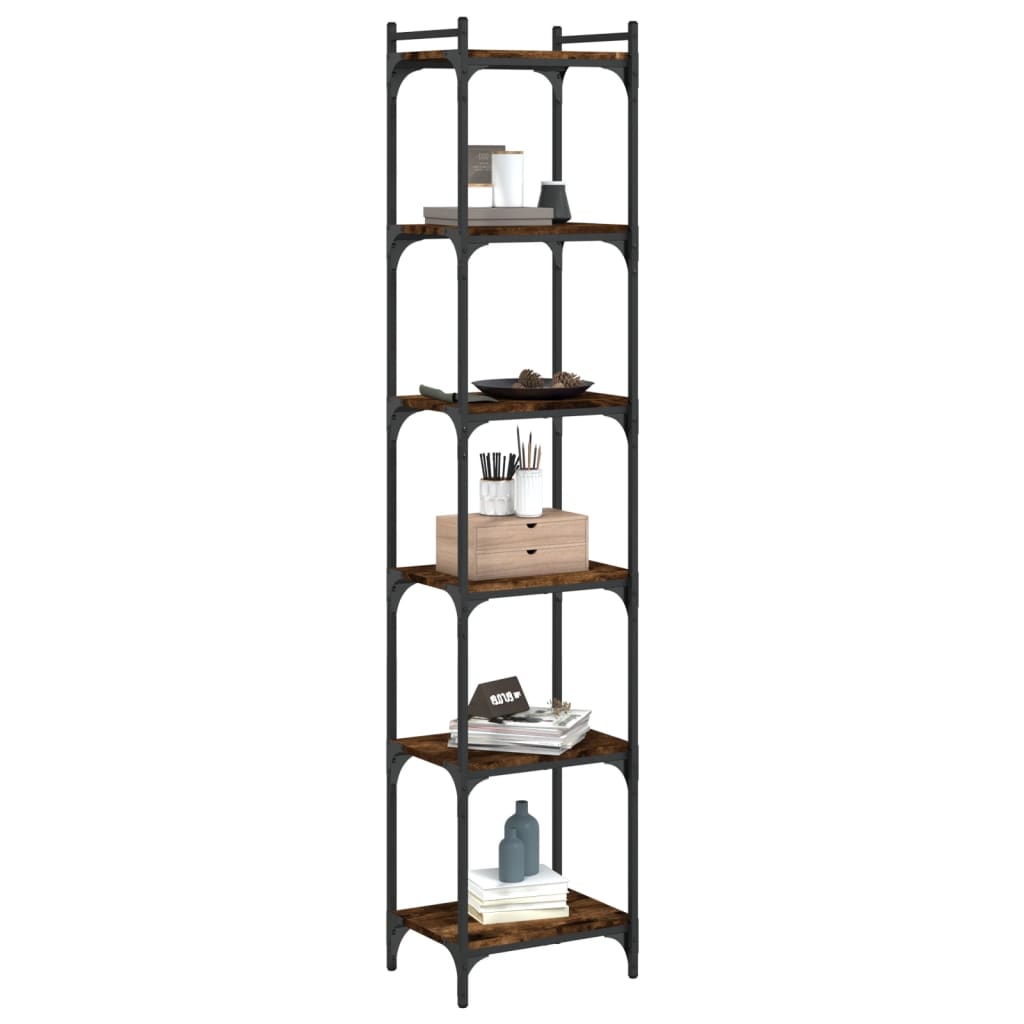 Libreria a 6 Ripiani Rovere Fumo 40x30x188 cm Legno Multistrato