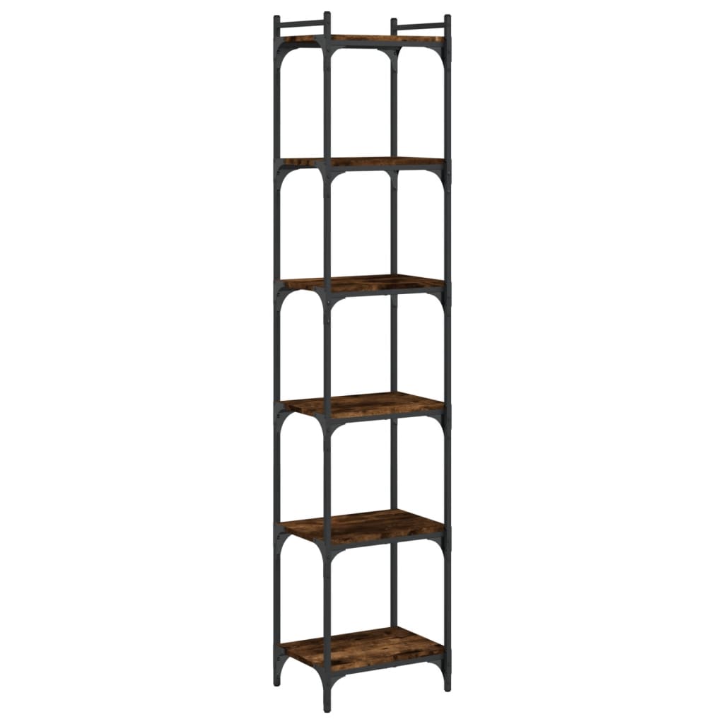 Libreria a 6 Ripiani Rovere Fumo 40x30x188 cm Legno Multistrato