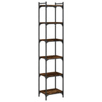 Libreria a 6 Ripiani Rovere Fumo 40x30x188 cm Legno Multistrato