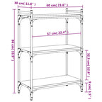 Libreria a 3 Ripiani Grigio Sonoma 60x30x86cm Legno Multistrato