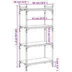 Libreria a 4 Ripiani Nera 60x30x120 cm in Legno Multistrato