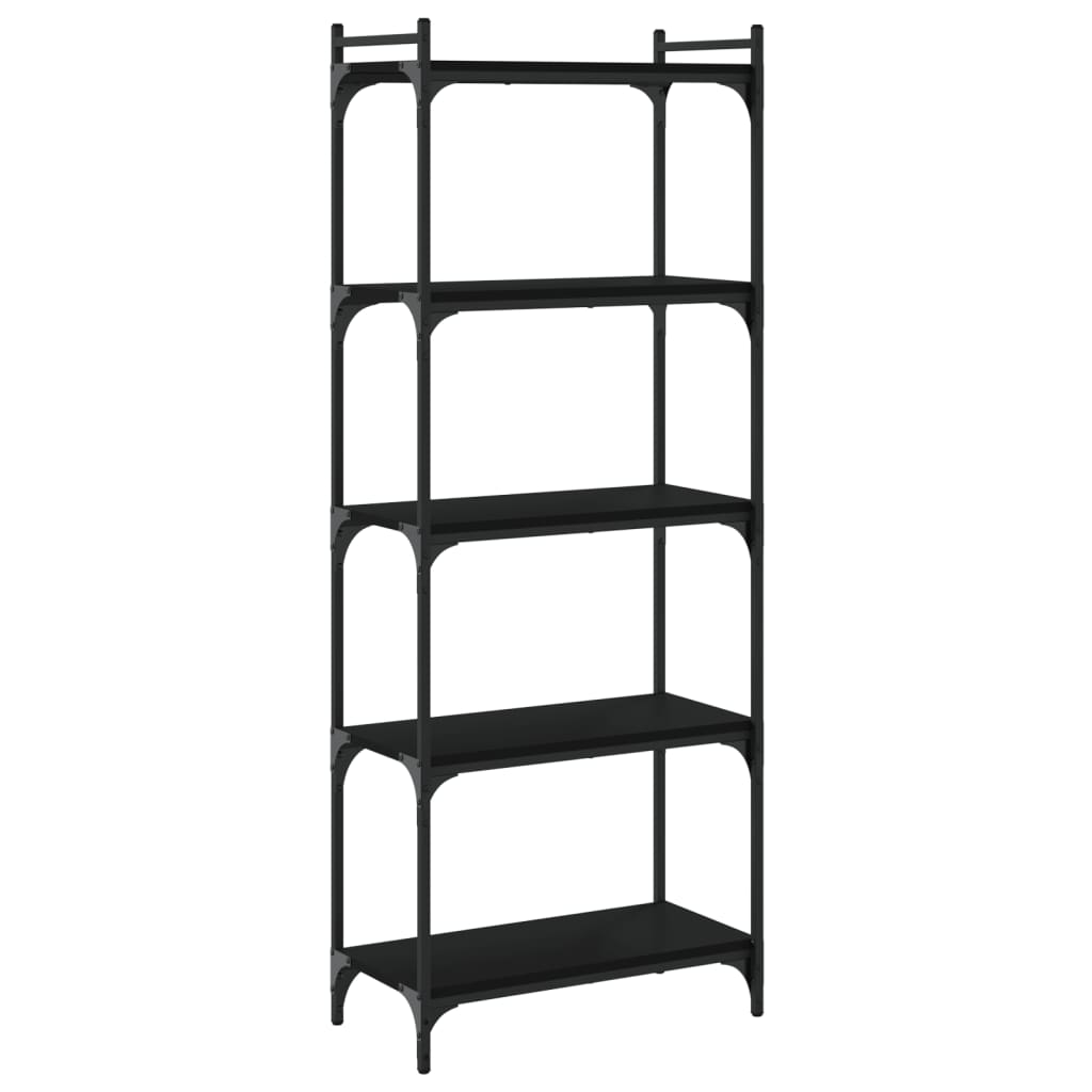 Libreria a 5 Ripiani Nera 60x30x154 cm in Legno Multistrato