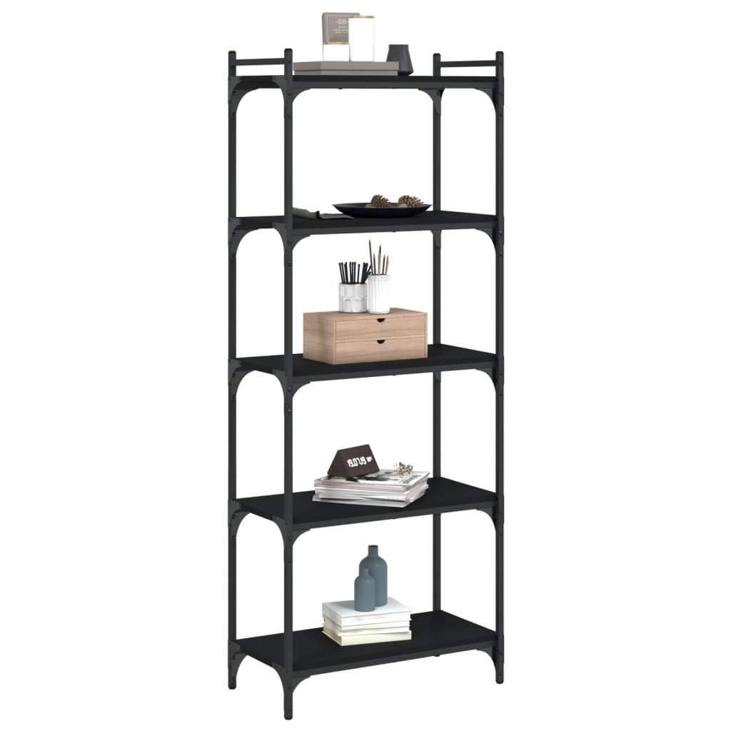 Libreria a 5 Ripiani Nera 60x30x154 cm in Legno Multistrato