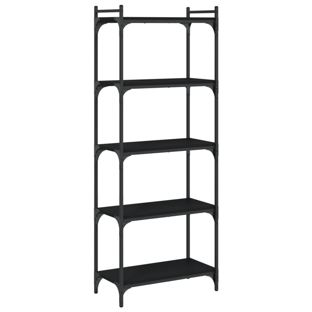 Libreria a 5 Ripiani Nera 60x30x154 cm in Legno Multistrato