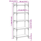 Libreria a 5 Ripiani Nera 60x30x154 cm in Legno Multistrato