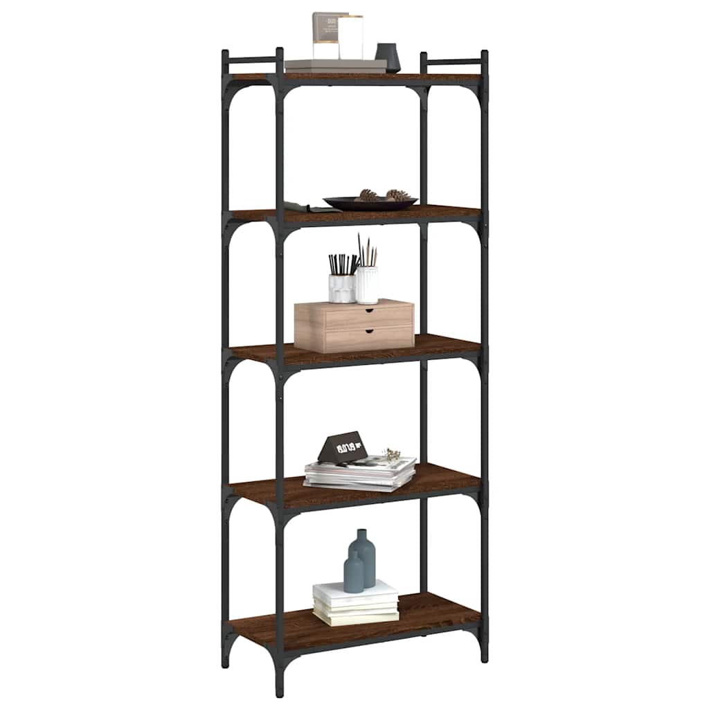 Libreria 5 Ripiani Rovere Marrone 60x30x154cm Legno Multistrato