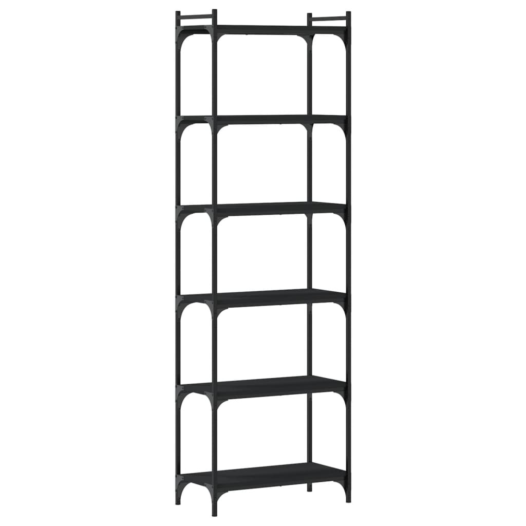 Libreria a 6 Ripiani Nera 60x30x188 cm in Legno Multistrato