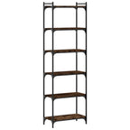 Libreria a 6 Ripiani Rovere Fumo 60x30x188 cm Legno Multistrato