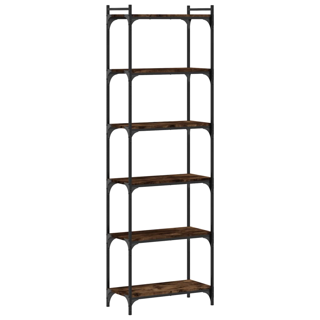 Libreria a 6 Ripiani Rovere Fumo 60x30x188 cm Legno Multistrato