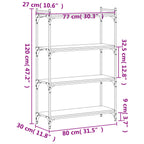 Libreria a 4 Ripiani Nera 80x30x120 cm in Legno Multistrato