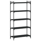 Libreria a 5 Ripiani Nera 80x30x154 cm in Legno Multistrato