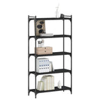 Libreria a 5 Ripiani Nera 80x30x154 cm in Legno Multistrato