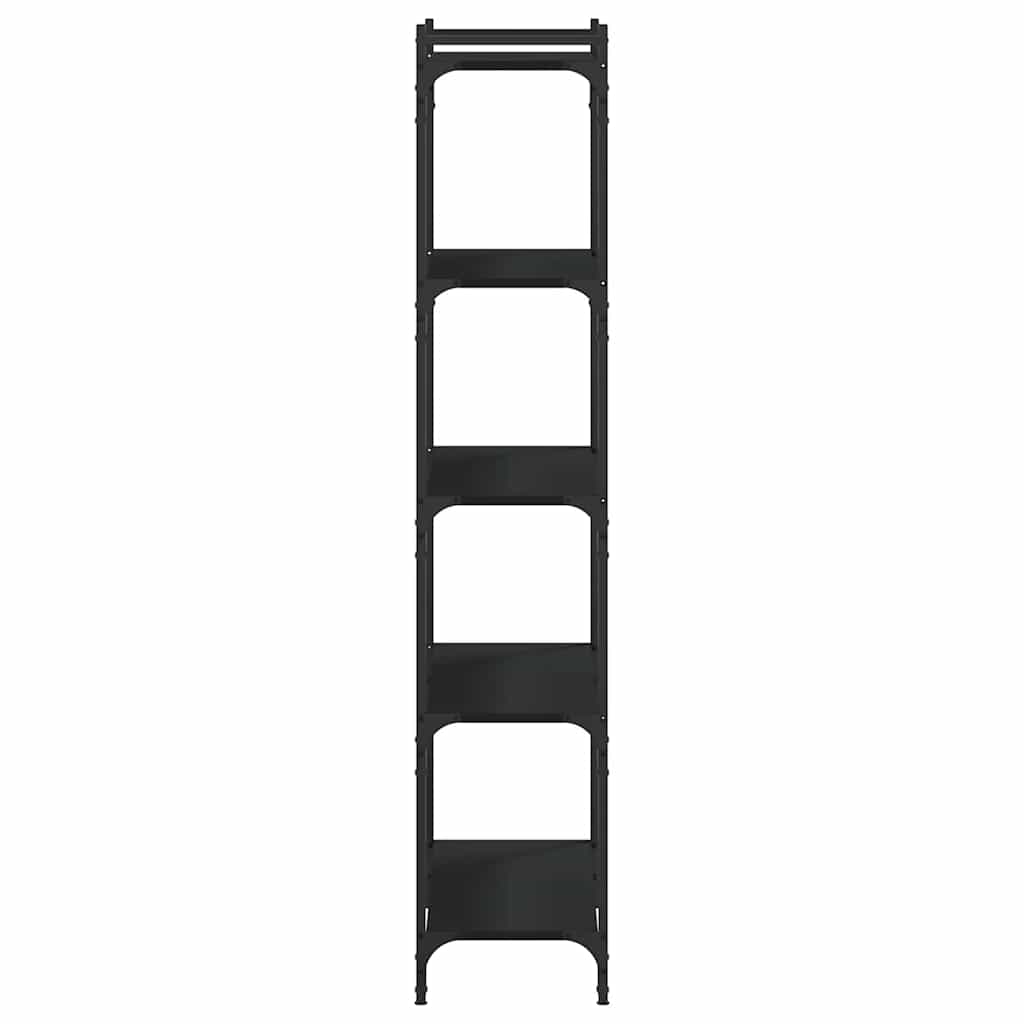 Libreria a 5 Ripiani Nera 80x30x154 cm in Legno Multistrato