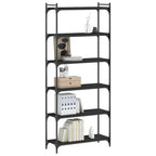 Libreria a 6 Ripiani Nera 80x30x188 cm in Legno Multistrato