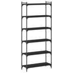 Libreria a 6 Ripiani Nera 80x30x188 cm in Legno Multistrato