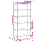 Libreria a 6 Ripiani Nera 80x30x188 cm in Legno Multistrato