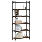 Libreria a 6 Ripiani Rovere Fumo 80x30x188 cm Legno Multistrato