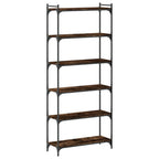 Libreria a 6 Ripiani Rovere Fumo 80x30x188 cm Legno Multistrato