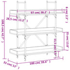 Libreria 3 Ripiani Rovere Fumo 100x33x108,5cm Legno Multistrato