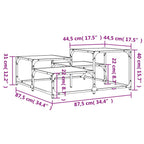 Tavolino da Salotto Nero 87,5x87,5x40 cm in Legno Multistrato