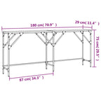 Tavolo Consolle Grigio Sonoma 180x29x75 cm in Legno Multistrato