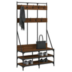 Appendiabiti con Porta Scarpe Rovere Marrone 100x40x184 cm