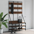 Appendiabiti con Porta Scarpe Rovere Marrone 100x40x184 cm