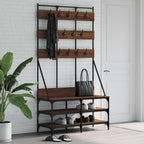 Appendiabiti con Porta Scarpe Rovere Marrone 100x40x184 cm