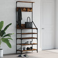 Appendiabiti con Porta Scarpe Rovere Fumo 70x34x184 cm