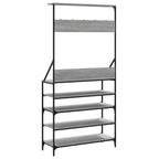 Appendiabiti con Porta Scarpe Grigio Sonoma 90x34x184 cm