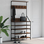 Appendiabiti con Porta Scarpe Rovere Marrone 90x34x184 cm