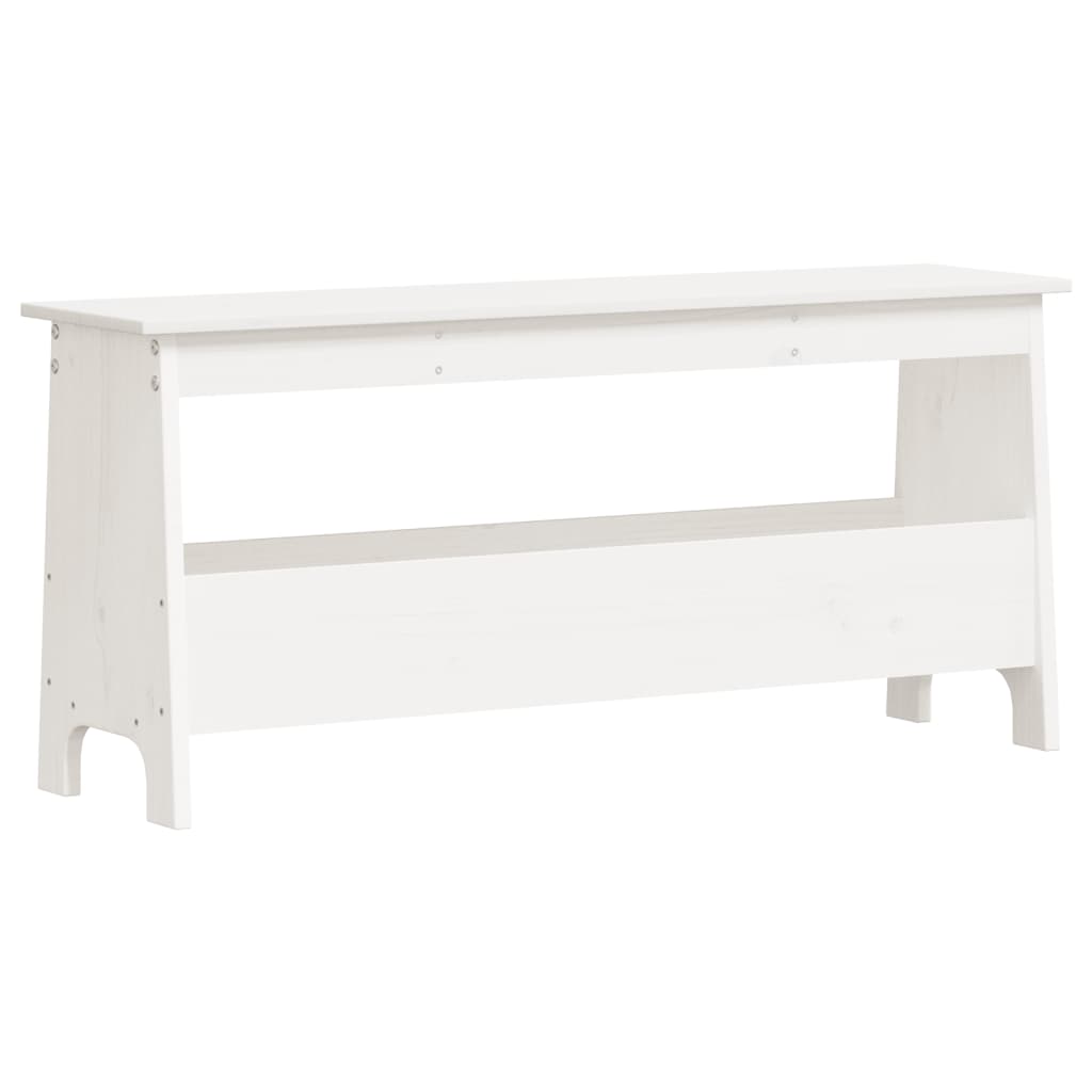 Panca da ingresso bianca 100x28x45 cm in legno massello di pino