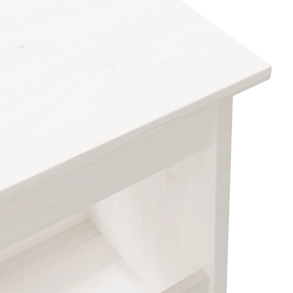 Panca da ingresso bianca 100x28x45 cm in legno massello di pino