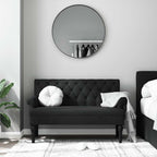 Panca con schienale nera 120x62x75,5 cm in tessuto