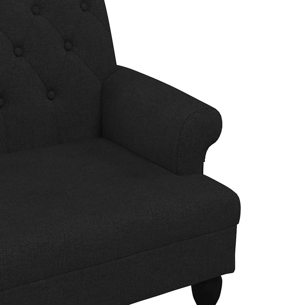 Panca con schienale nera 120x62x75,5 cm in tessuto