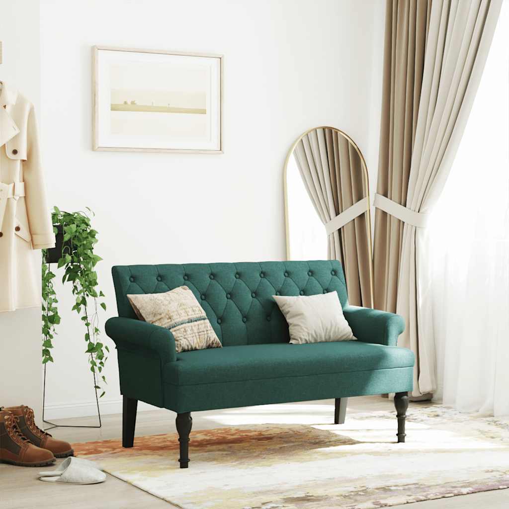 Panca con Schienale Verde Scuro 120x62x75,5 cm in Tessuto