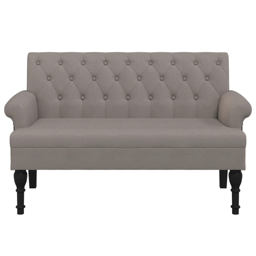 Panca con Schienale Tortora 120x62x75,5 cm in Tessuto
