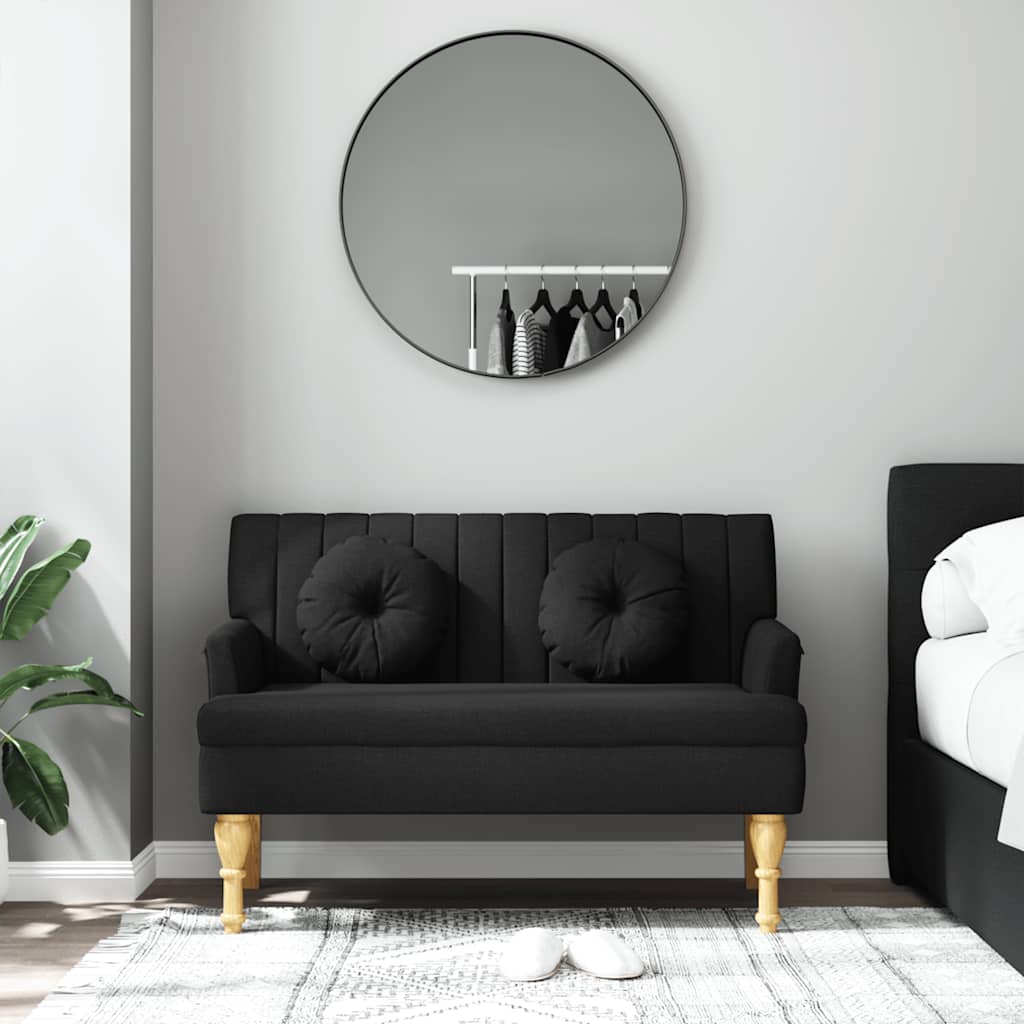 Panca con Cuscini Nera 113x64,5x75,5 cm in Tessuto
