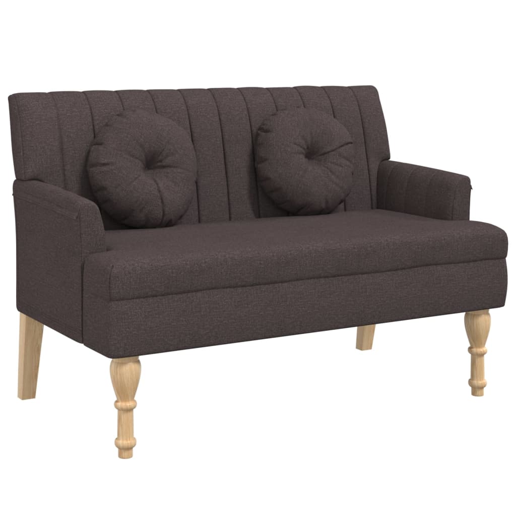 Panca con Cuscini Marrone Scuro 113x64,5x75,5 cm in Tessuto