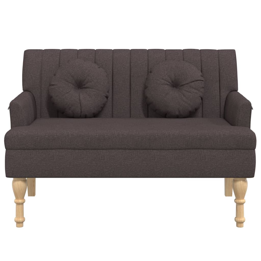 Panca con Cuscini Marrone Scuro 113x64,5x75,5 cm in Tessuto
