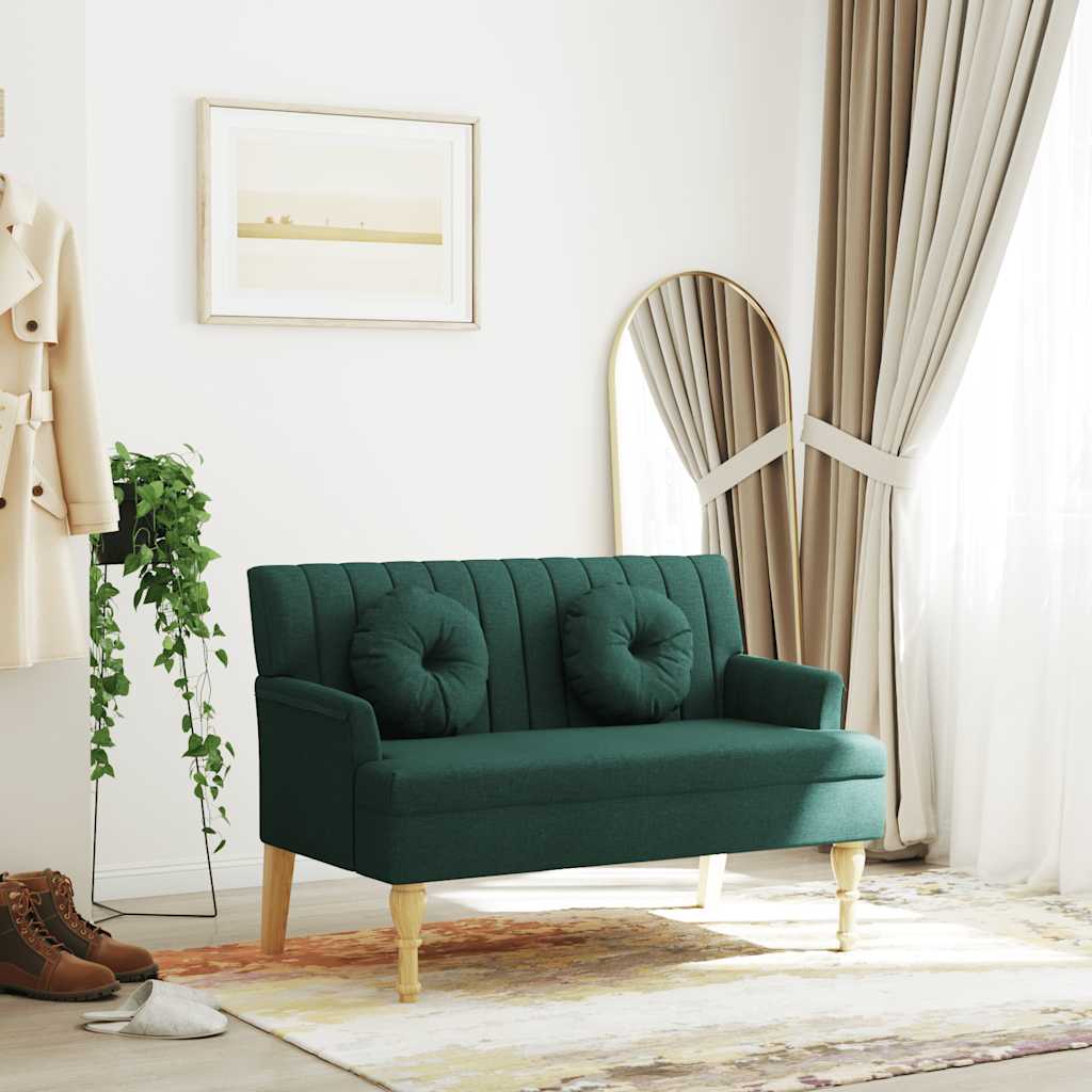 Panca con Cuscini Verde Scuro 113x64,5x75,5 cm in Tessuto