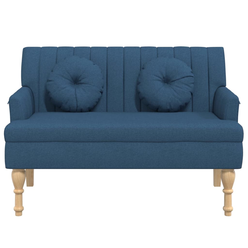 Panca con Cuscini Blu 113x64,5x75,5 cm in Tessuto