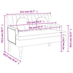 Panca con Cuscini Blu 113x64,5x75,5 cm in Tessuto