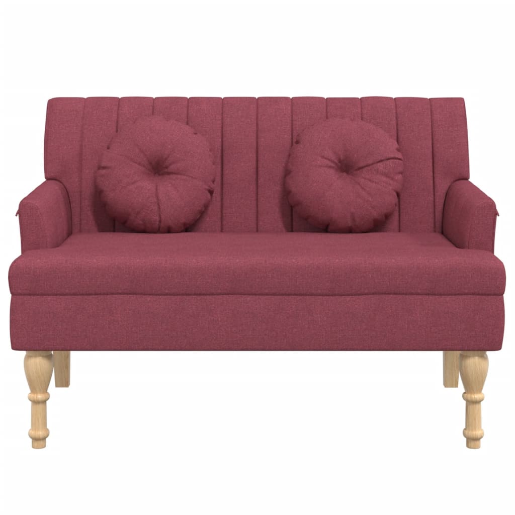 Panca con Cuscini Rosso Vino 113x64,5x75,5 cm in Tessuto