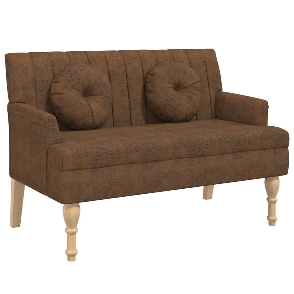 Panca con Cuscini Marrone 113x64,5x75,5 cm in Scamosciato