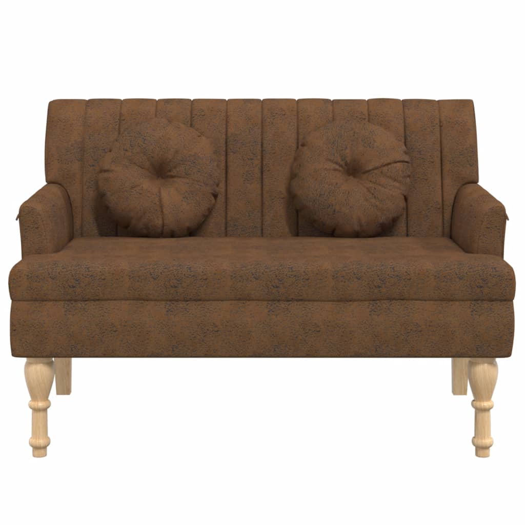 Panca con Cuscini Marrone 113x64,5x75,5 cm in Scamosciato